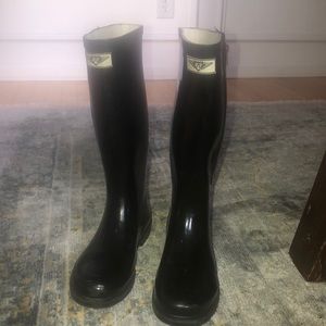 Shiny rain boots